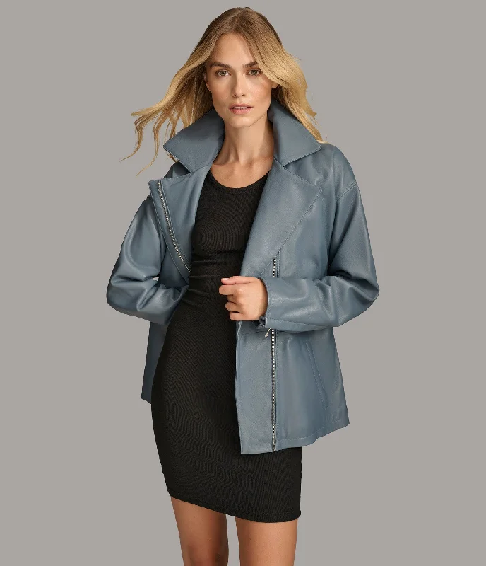 Women's Comfortable Apparel Monroe Belted Asymmetric Moto Jacket