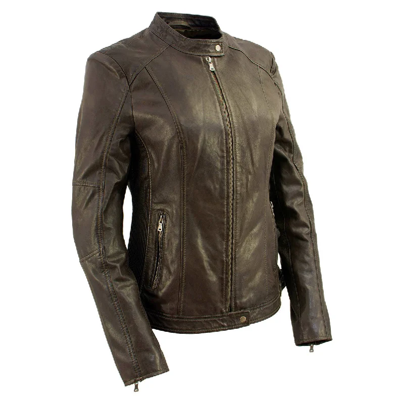 Women's Clothes And Garments Milwaukee Leather Vintage SFL2813 Women's Brown Leather Moto Style Fashion Jacket