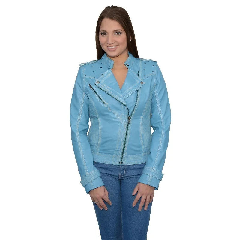 Trendy Outfits For Girls Milwaukee Leather Women's Maiden Aqua Premium Sheepskin Motorcycle