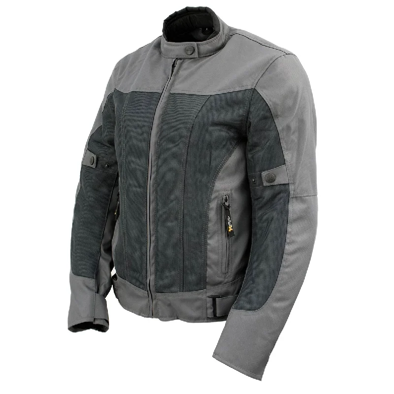 Women Clothing Xelement Women's Shade Grey Textile and Mesh Scooter Motorcycle Biker Jacket with X-Armor XS22012