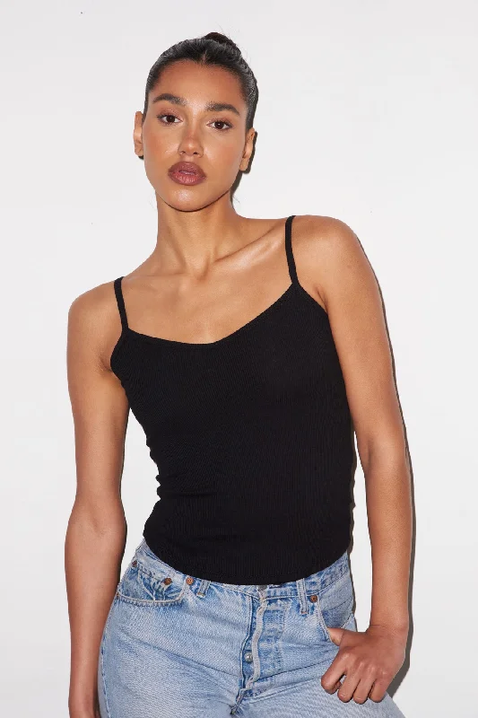Affordable Women's Clothing Lia Ribbed Cami - Black