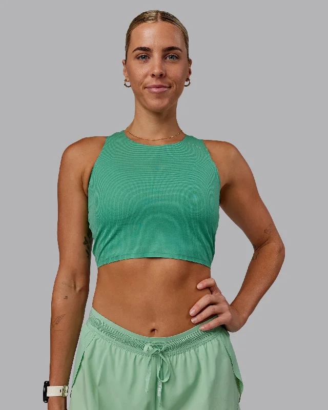 Luxury Fashion for Women Race Day Cropped Performance Tank - Mystic Green-Surreal Green Luxury Fashion for Women Race Day Cropped Performance Tank - Mystic Green-Surreal Green