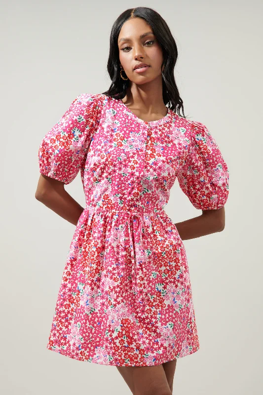 Comfortable Outfit For Women Caicos Floral Alba Puff Sleeve Mini Dress