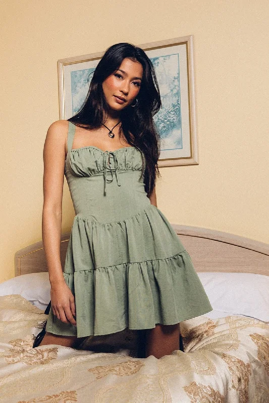 Clothing Online Green Fit And Flare Dress Mini