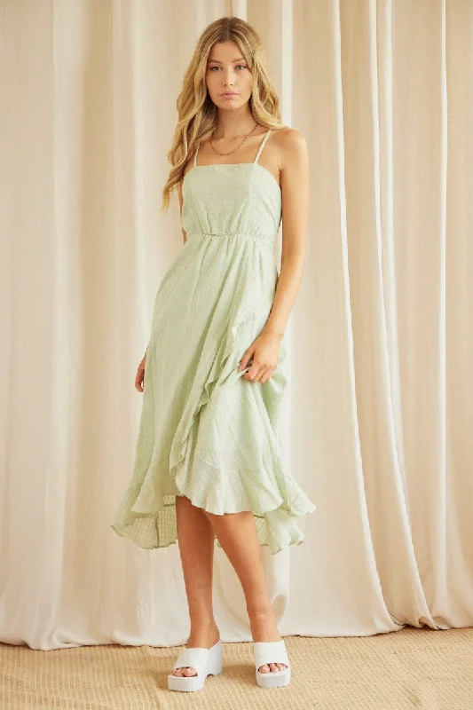 Women's Clothing Brands Green Maxi Dress Sleeveless