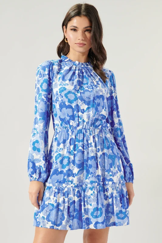 Online Clothing Stores Juliani Floral Balloon Sleeve Blouson Tea Dress