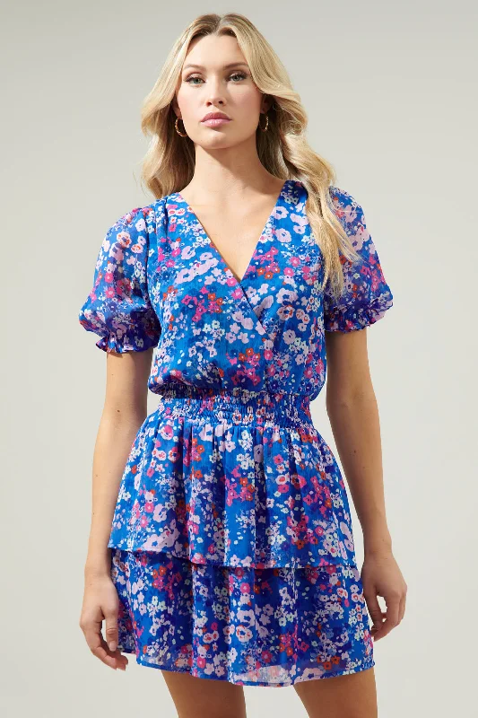 Flash Sale Or Flash Sales Junie Floral Amina Surplice Ruffle Mini Dress