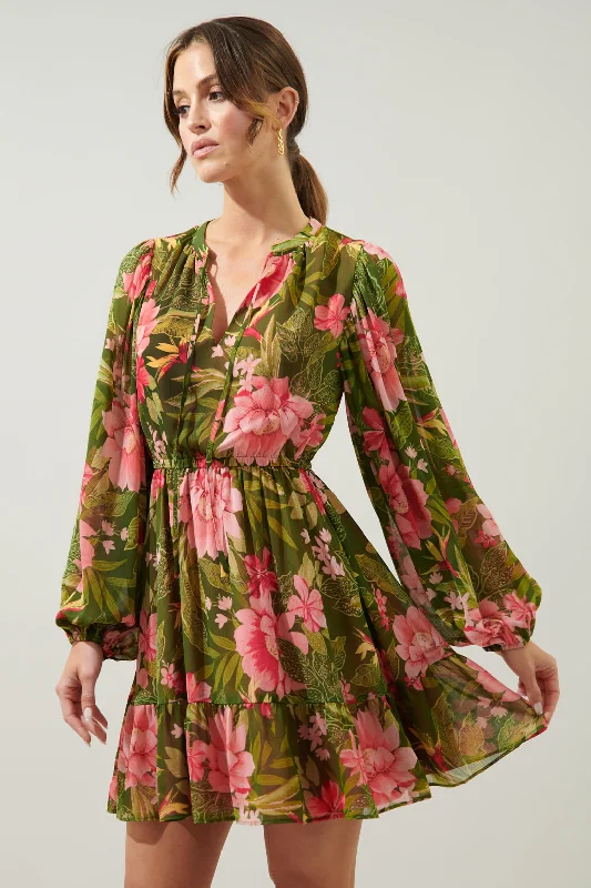 Timeless Women's Outfit Lilikoi Floral Paxton Balloon Sleeve Mini Dress