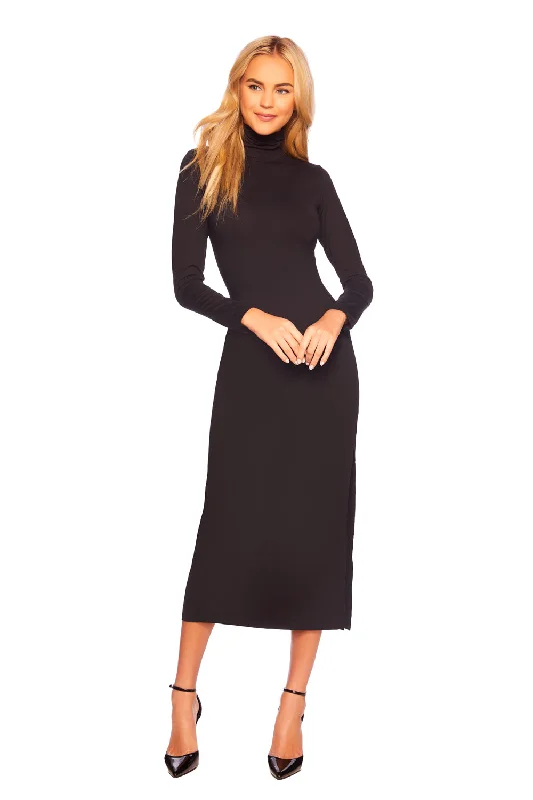 Women's Fashion Clothing long sleeve turtleneck slit dress