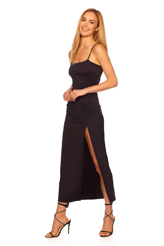 Sale For Women thin strap ruched slit maxi dress