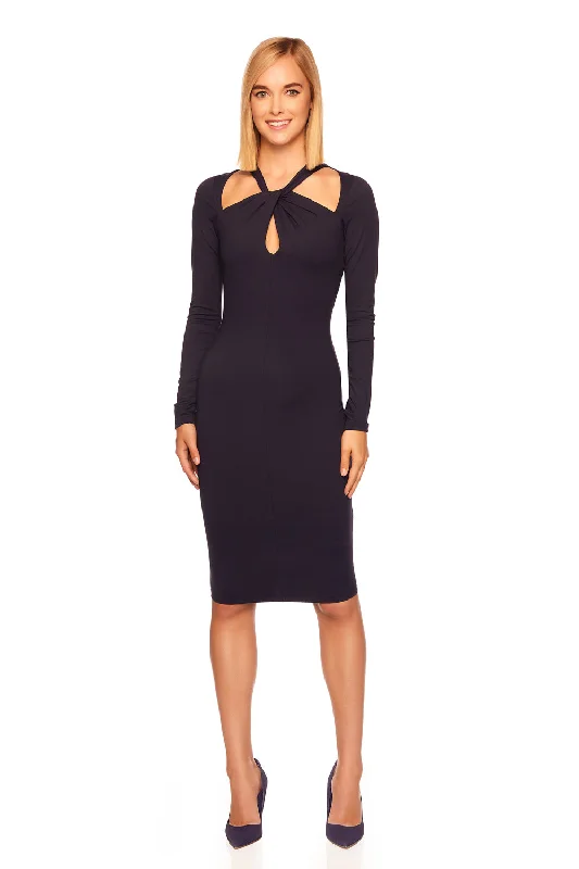 Women's Holiday Clothing twist front keyhole dress