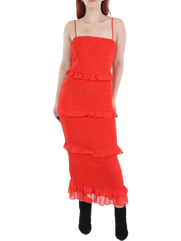 Online Shopping Boutiques Womens Chiffon Smocked Midi Dress