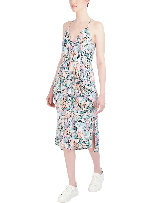 Online Impressions Boutique Womens Floral Print Calf Midi Dress