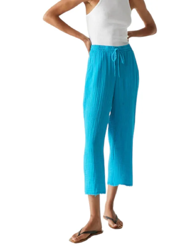 Women's Trendy Outfits Ashton Crop Gauze Pull-On Pants In Light Blue