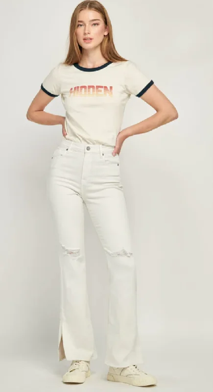 Women's Everyday Apparel Cream Bootcut Jeans by Hidden Jeans