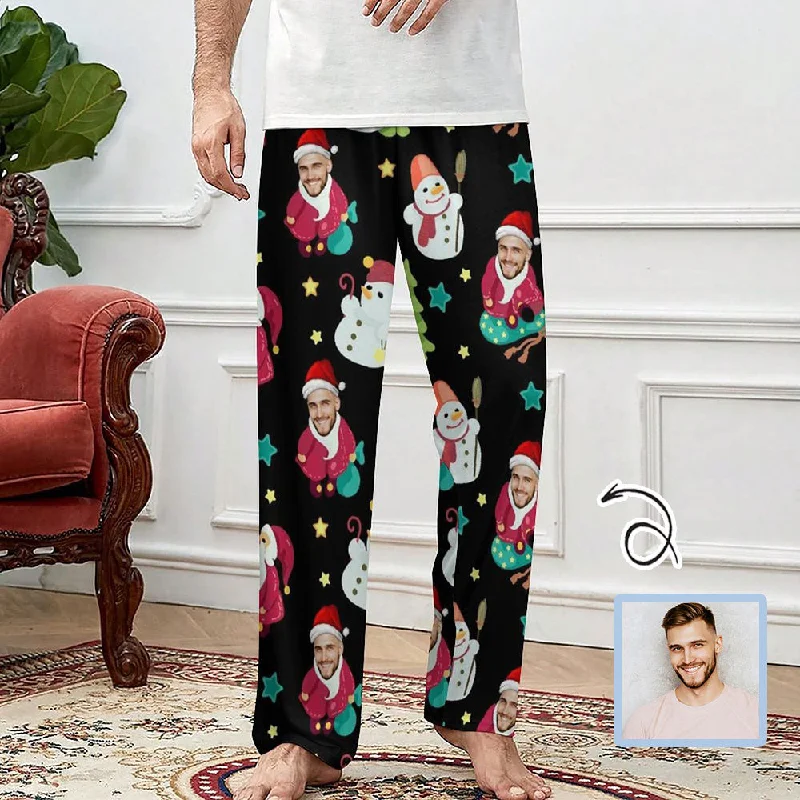 Clothes Sales Custom Face Christmas Slumber Party Unisex Long Pajama Pants For Men Women for Christmas