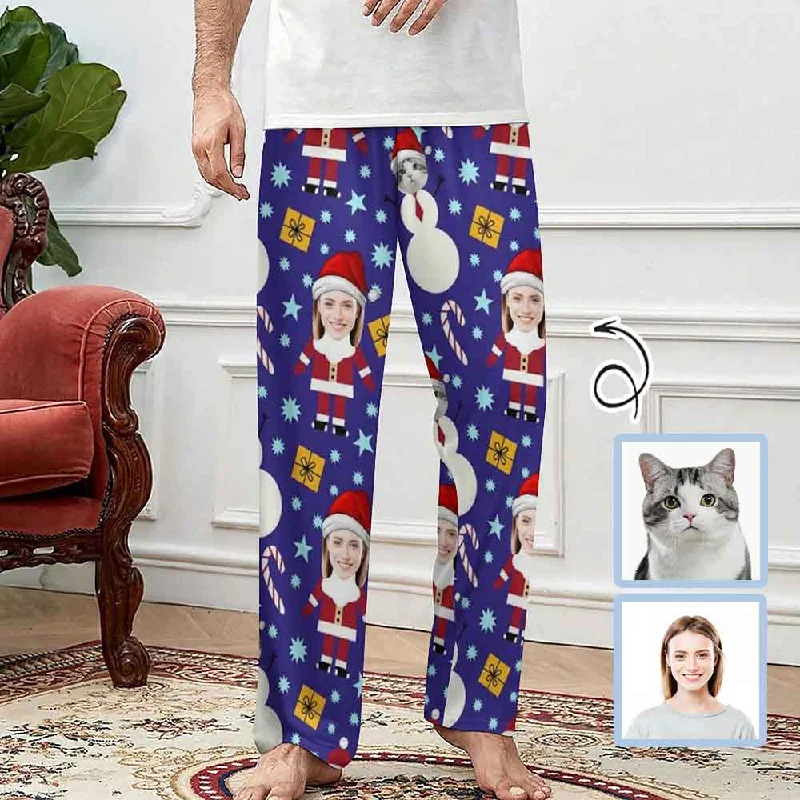 Outlet Clothing Custom Face Christmas Slumber Party Unisex Long Pajama Pants For Men Women Kids