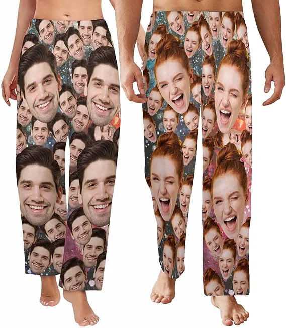 Timeless Women's Fashion Styles Custom Photo Pajama Pants for Couple Personalized Sleep Bottoms