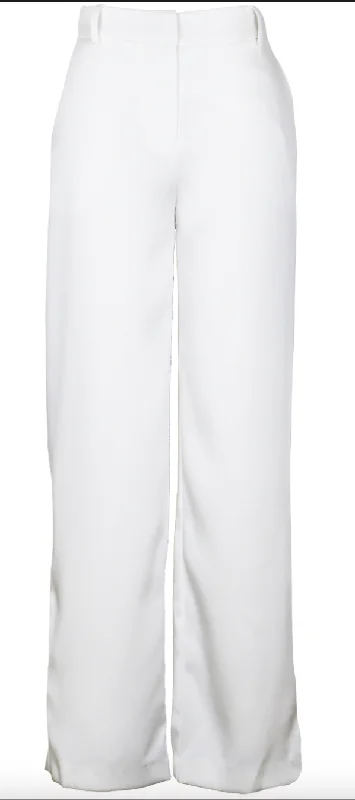 Women's Everyday Attire White Trouser Pants by Lucy Paris