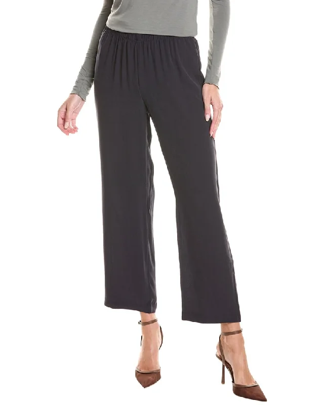 Women's Stylish Professional Apparel EILEEN FISHER Straight Ankle Silk Pant