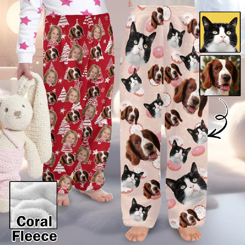 Charming Everyday Clothing For Women Flannel Pants for 2-15Y Kids-Custom Pet Photo Cute Pet and Me Pajama Pants 100% Soft Flannel For Winter