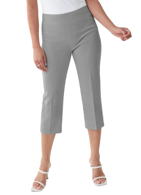 Vintage Clothing For Women High Waisted Capri Pant In Silver/grey