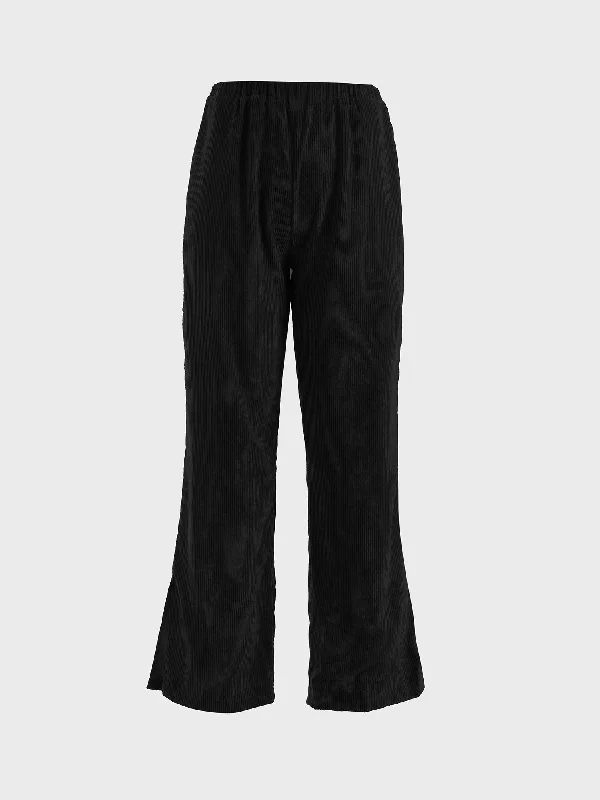 Chic Casual Wardrobe Essentials Midsize Stylish Split Corduroy Pants