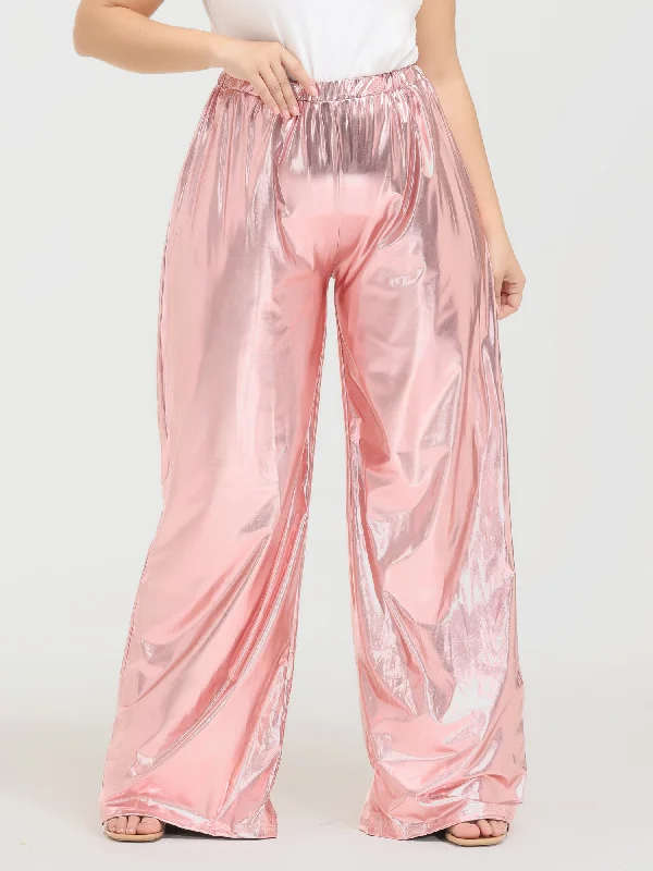 Women's Trendy Outfits Midsize Vintage Golden Pleated Wide Leg Pants