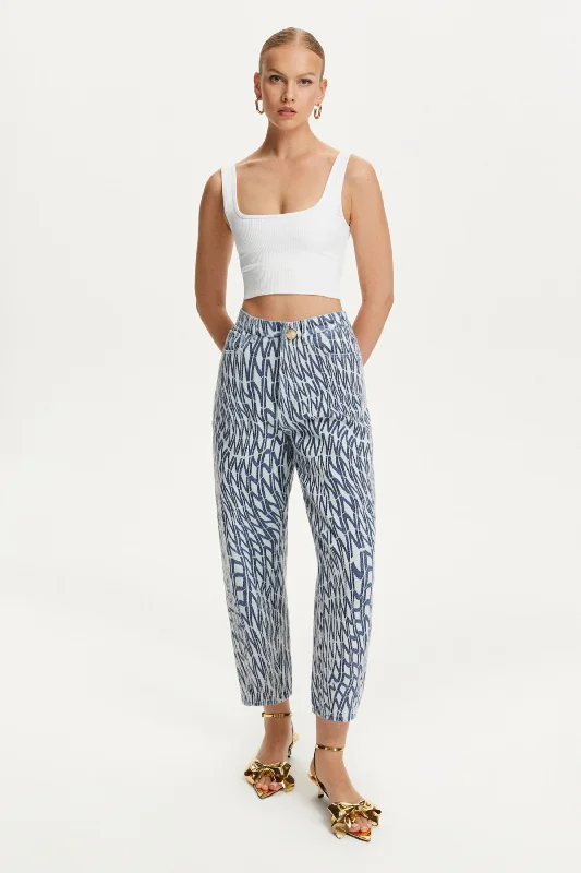 Clothes Of Woman Printed Mom Jeans