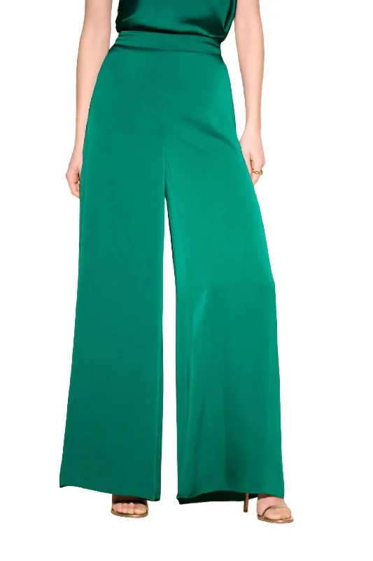 Women's Clothing for Every Season and Trend Satin Wide Leg Pant In True Emerald