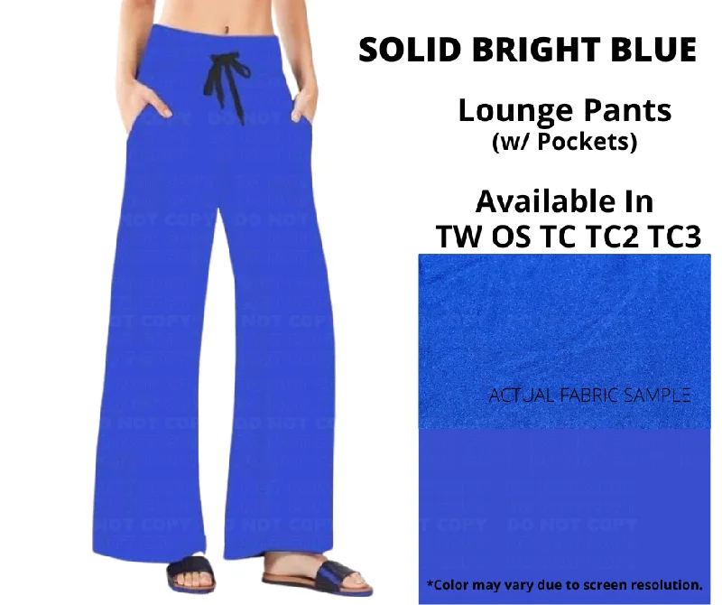 Women's Clothing For Casual Outings Solid Bright Blue Full Length Lounge Pants