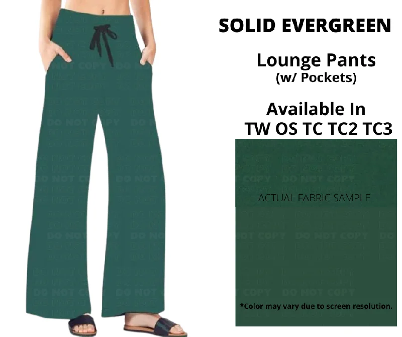 Affordable Women's Clothing Solid Evergreen Full Length Lounge Pants