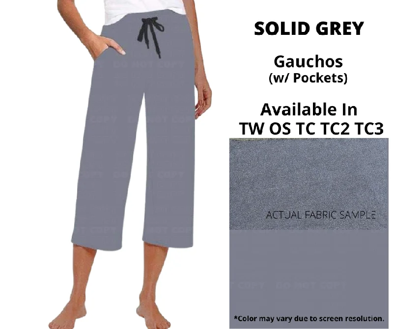 Women's Comfortable Clothes For Weekends Solid Grey Capri Gauchos