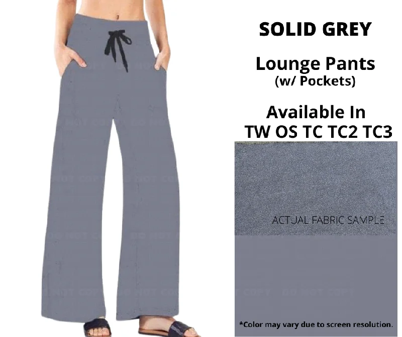 Women's Clothing For Special Occasions Solid Grey Full Length Lounge Pants