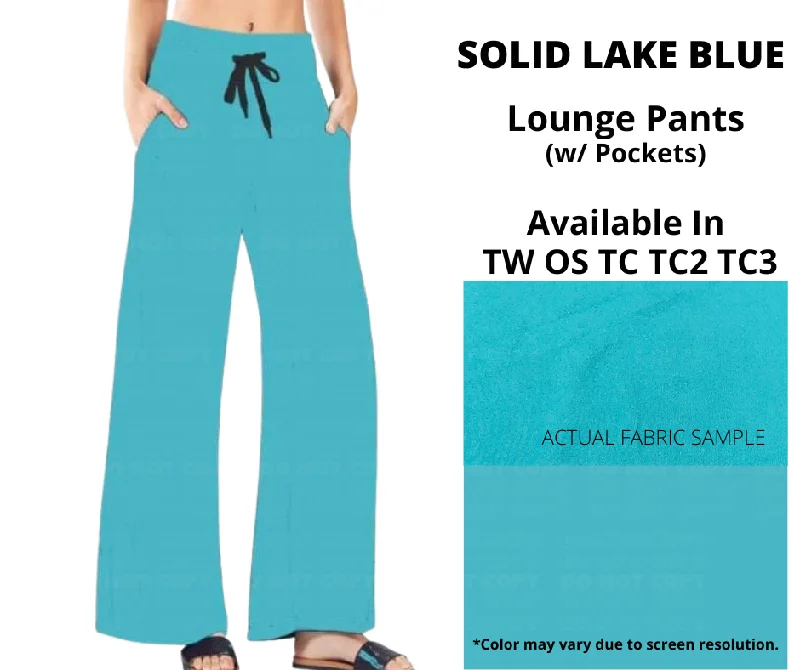 Elegant Clothing For Women Solid Lake Blue Full Length Lounge Pants