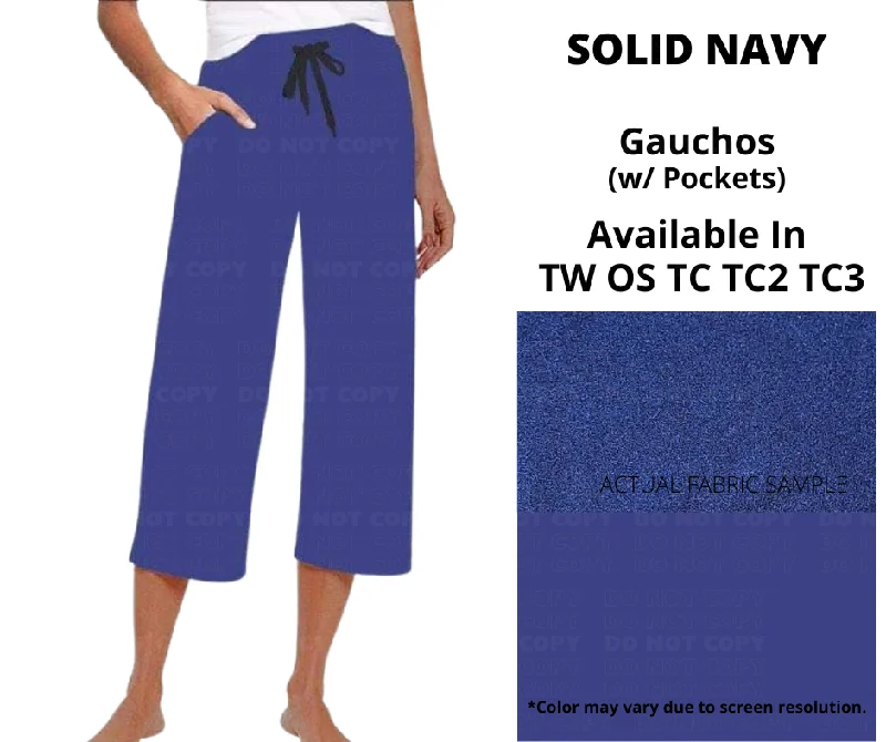 Women's Clothes For Special Occasions Solid Navy Capri Gauchos