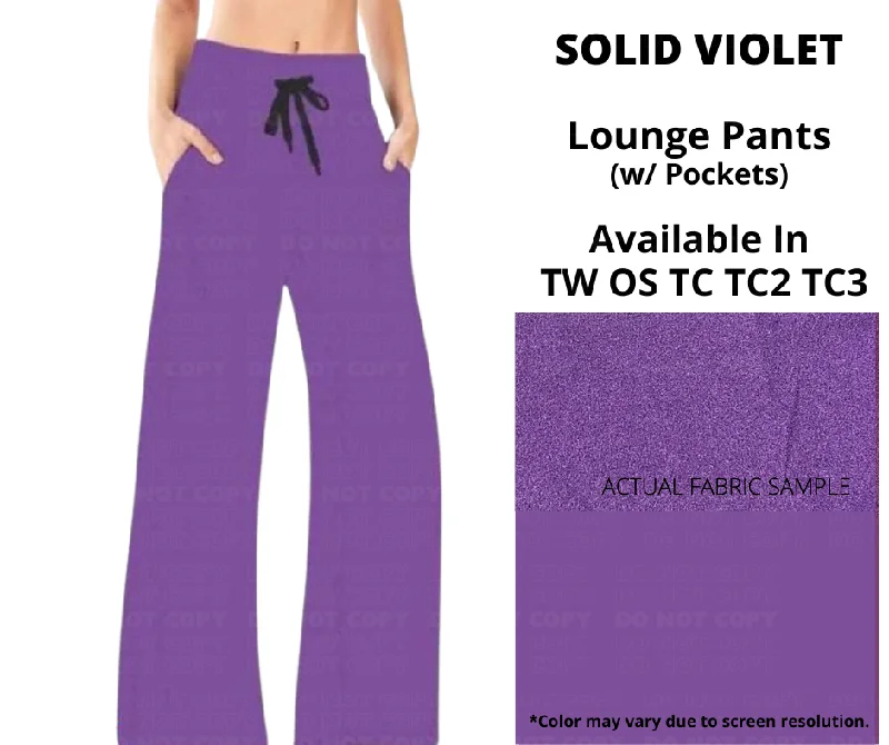 Women's Trendy Casual Clothes Solid Violet Full Length Lounge Pants