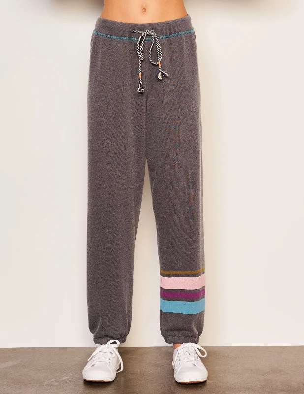 Stylish Everyday Clothing Sundry Jogger Stripe in Washed Black