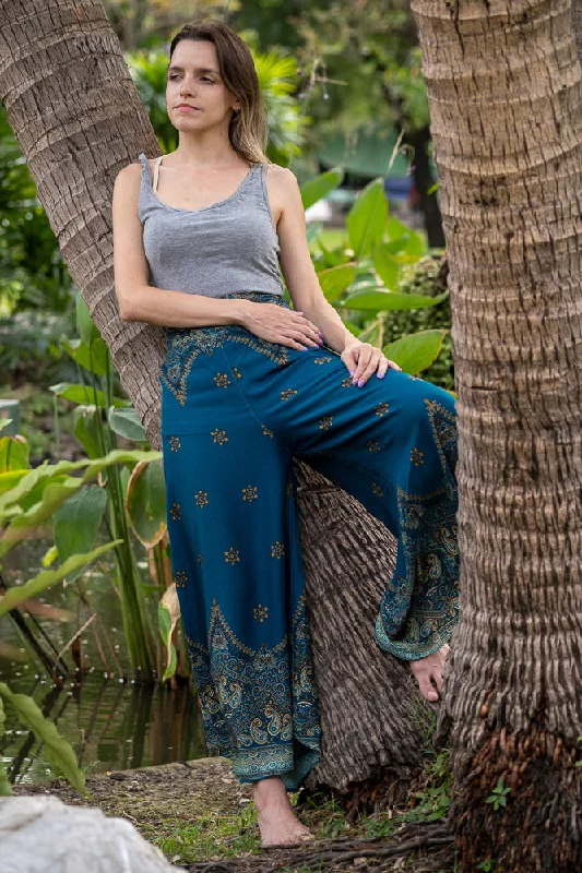 Clothes For Woman Teal Palazzo Star Pants