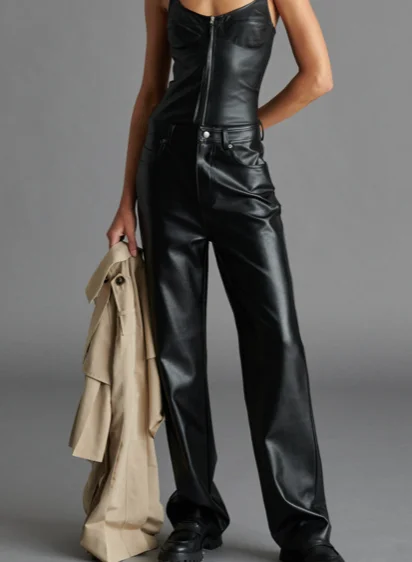 Women's Vintage-Inspired Outfit The Vegan Leather Pants by Steve Madden