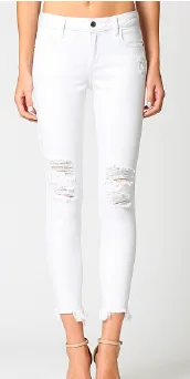 Woman Clothing White Distressed Skinny Jean by Hidden Jeans